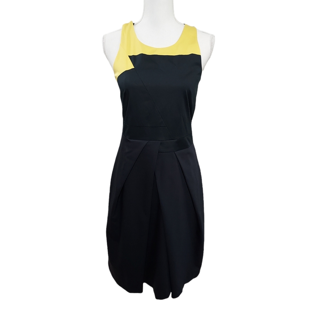 Jil Sander Navy black yellow sheath dress 36/6